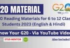 G20 Reading Materials for 6 to 12 Class Students 2023 (English & Hindi)