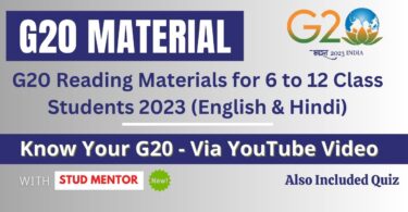 G20 Reading Materials for 6 to 12 Class Students 2023 (English & Hindi)
