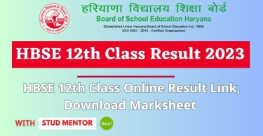 HBSE 12th Class Online Result Link, Download Marksheet 2023