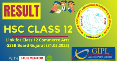 Link for Class 12 Commerce Arts GSEB Board Gujarat (31.05.2023)