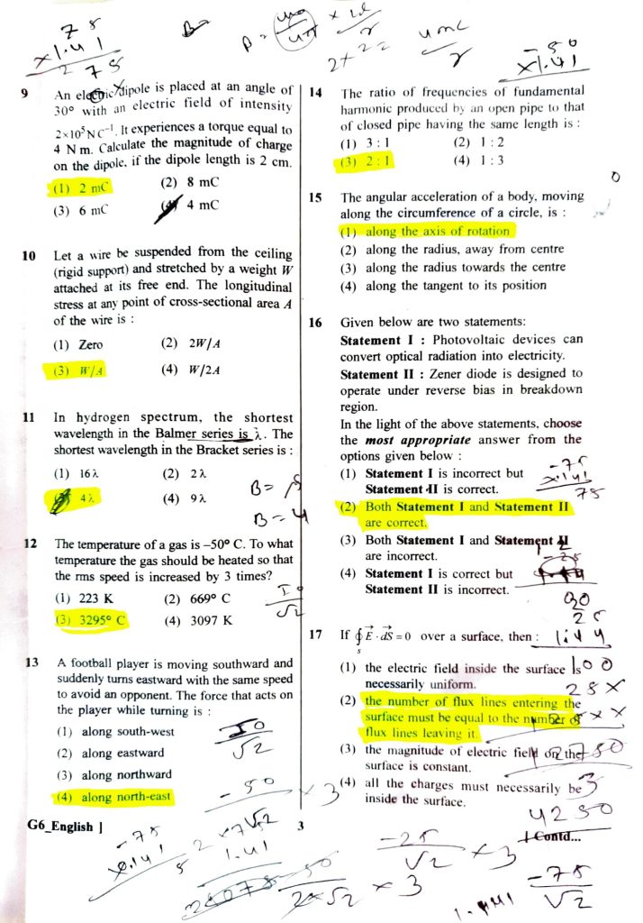NEET - UG Question Paper with Official Answer Key in PDF (07 May 2023) G6 Series in English-03