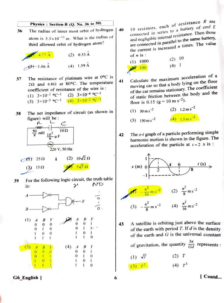 NEET - UG Question Paper with Official Answer Key in PDF (07 May 2023) G6 Series in English-06
