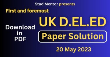UK D.EL.ED Question Paper with Solution in PDF (20.05.2023)