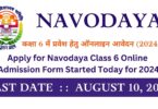 Apply Online Link for Navodaya Class 6 Admission Form for 2024-25