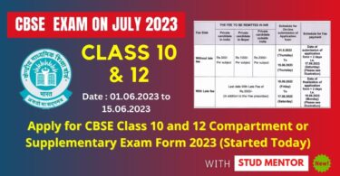 Apply for CBSE Class 10 and 12 Compartment or Supplementary Exam Form 2023 (Started Today)