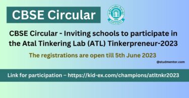 CBSE Circular - Inviting schools to participate in the Atal Tinkering Lab (ATL) Tinkerpreneur-2023