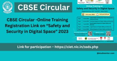 CBSE Circular - Online Training Registration Link on “Safety and Security in Digital Space” 2023