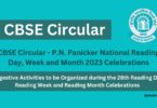CBSE Circular - P.N. Panicker National Reading Day, Week and Month 2023 Celebrations