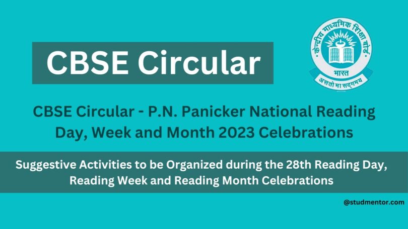 CBSE Circular - P.N. Panicker National Reading Day, Week and Month 2023 Celebrations