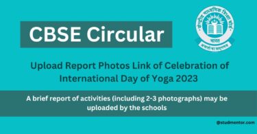 CBSE Circular - Upload Report Photos of Celebration of International Day of Yoga 2023