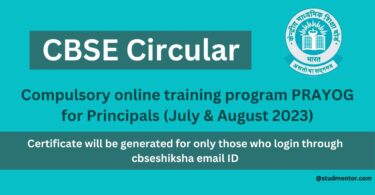 Compulsory online training program PRAYOG for Principals (July & August 2023) - CBSE Circular