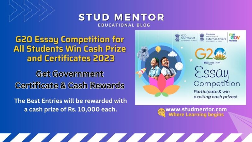 G20 Essay Competition for All Students Win Cash Prize and Certificate 2023