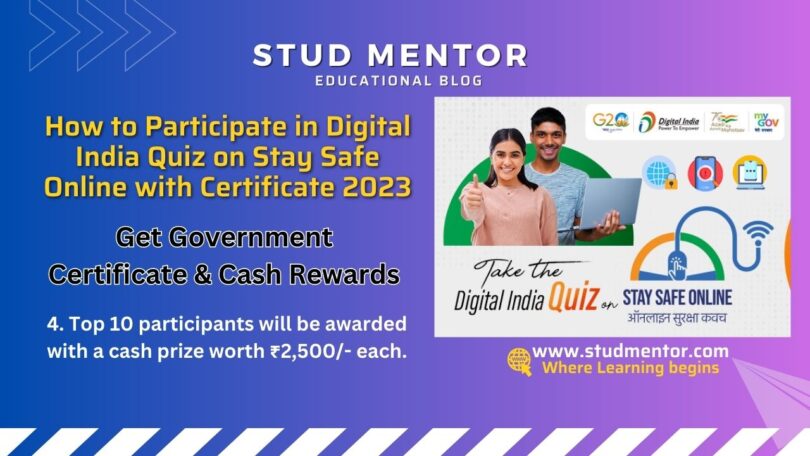 How to Participate in Digital India Quiz on Stay Safe Online with Certificate 2023
