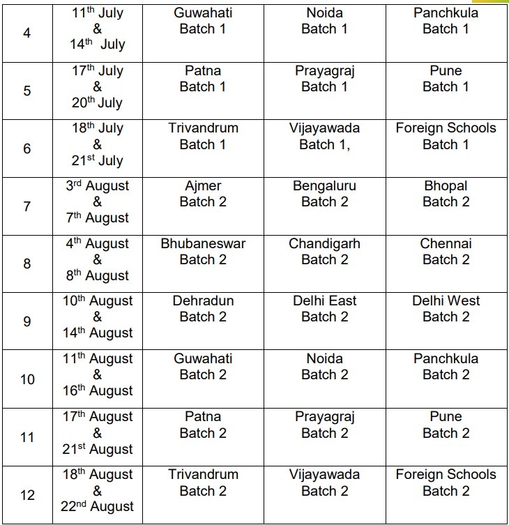 Schedule of Training Principal July August 2023