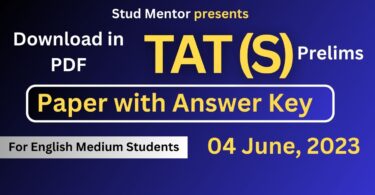 TAT (S) Question Paper with Official Answer Key in PDF (4 June 2023) for English Medium