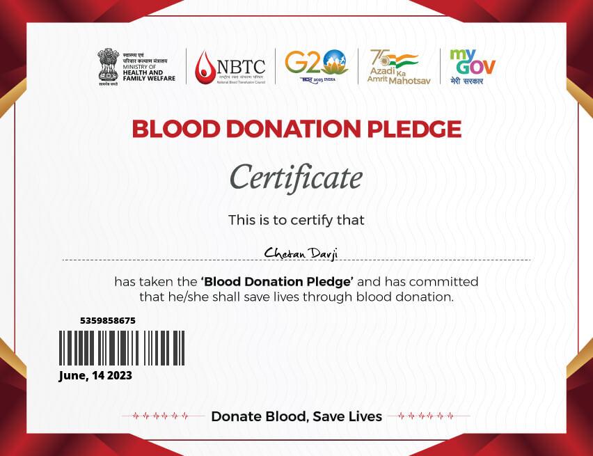 download Certificate of world Donation Day Pledge 2023