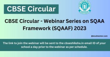 CBSE Circular - Webinar Series on SQAA Framework (SQAAF) 2023