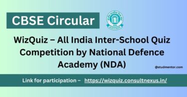 CBSE Circular - WizQuiz – All India Inter-School Quiz Competition by National Defence Academy (NDA)