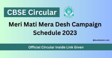 CBSE Circular - Meri Mati Mera Desh Campaign Schedule 2023