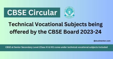 CBSE Circular - Technical Vocational Subjects being offered by the CBSE Board 2023-24