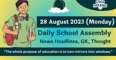 Daily School Assembly News Headlines in English for 28 August 2023