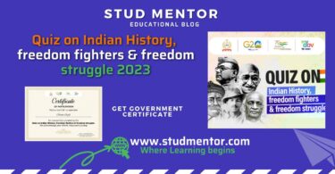Government Quiz on Indian History, freedom fighters & freedom struggle with Certificate 2023