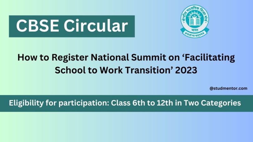 How to Register National Summit on ‘Facilitating School to Work Transition’ 2023