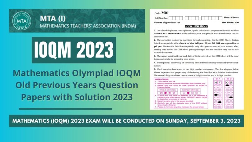 Mathematics Olympiad IOQM Old Previous Years Question Papers with Solution 2023