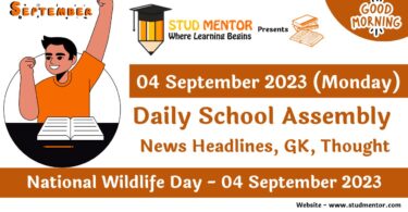 Daily School Assembly Today News Headlines for 04 September 2023