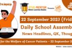Daily School Assembly Today News Headlines for 22 September 2023