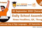 Daily School Assembly Today News Headlines for 23 September 2023