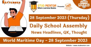 Daily School Assembly Today News Headlines 28 September 2023