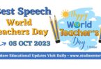 Best Short Speech on World Teachers Day - 05 October 2023