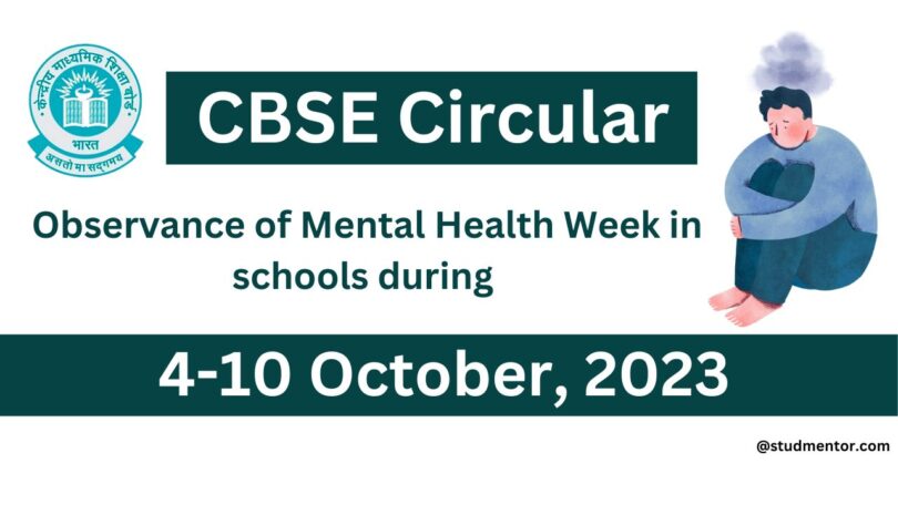 CBSE Circular Observance of Mental Health Week in schools during 4-10 October, 2023