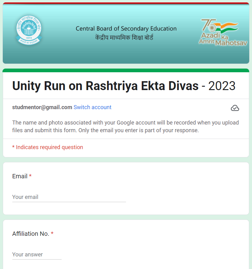 CBSE Circular - Rashtriya Ekta Divas - Upload Link - Run for Unity 2023