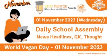 Daily School Assembly Today News Headlines for 01 November 2023