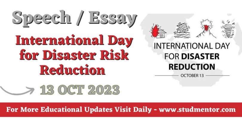 Speech Essay on International Day for Disaster Risk Reduction 13 October 2023