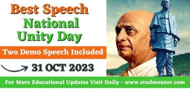 Speech on National Unity Day in English – 31 October 2023