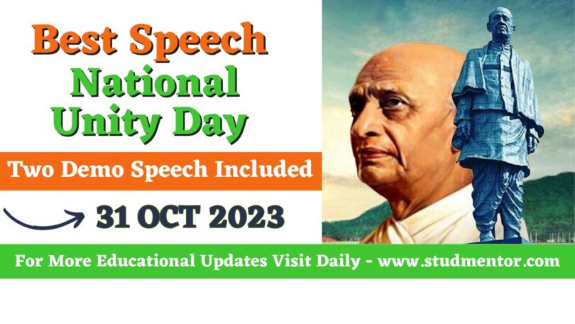 Speech on National Unity Day in English – 31 October 2023