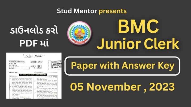 BMC Junior Clerk Paper with Official Answer Key in PDF (05 November 2023)