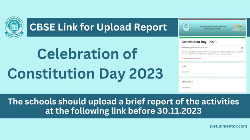 CBSE Link for Upload Report - Celebration of Constitution Day 2023