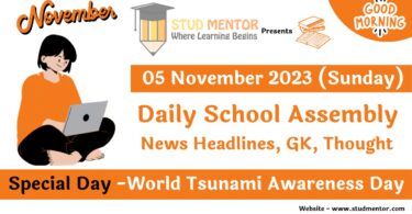 Daily School Assembly Today News Headlines for 05 November 2023