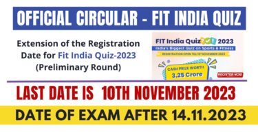 Extension of the Registration Date for Fit India Quiz-2023 (Preliminary Round)
