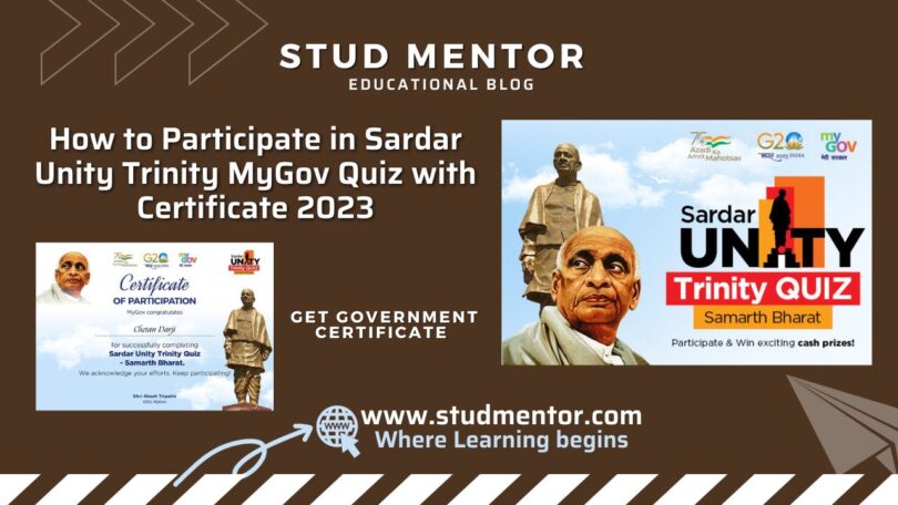 How to Participate in Sardar Unity Trinity MyGov Quiz with Certificate 2023