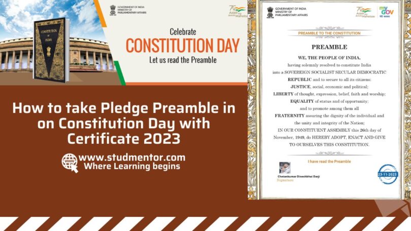 How to take Pledge Preamble in on Constitution Day with Certificate 2023