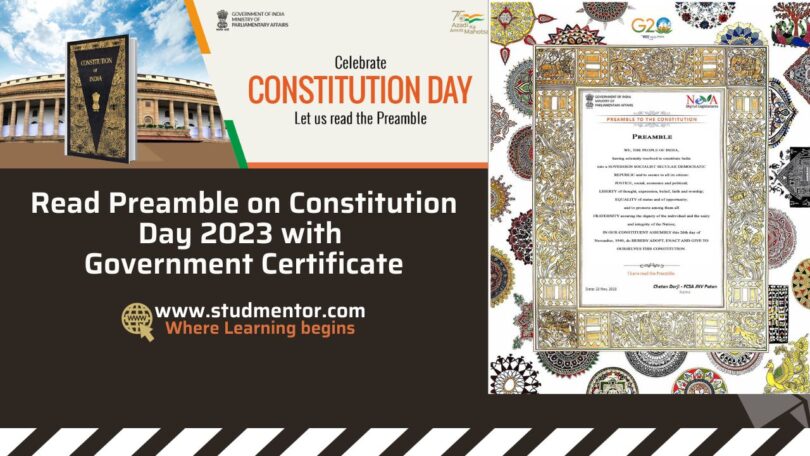 Read Preamble on Constitution Day 2023 with Government Certificate