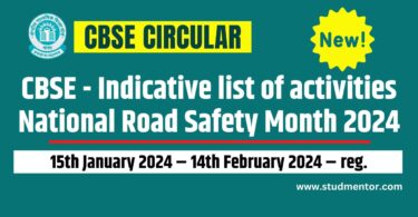 CBSE - Indicative list of activities National Road Safety Month 2024