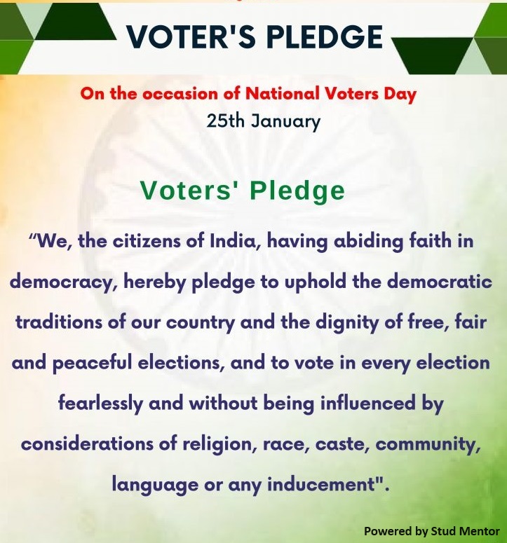 Download National Voters Day Pledge in English Hindi PDF 2024
