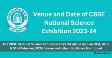 Venue and Date of CBSE National Science Exhibition 2023-24