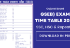 Gujarat Board (GSEB) Exam Time Table 2024 Download in PDF